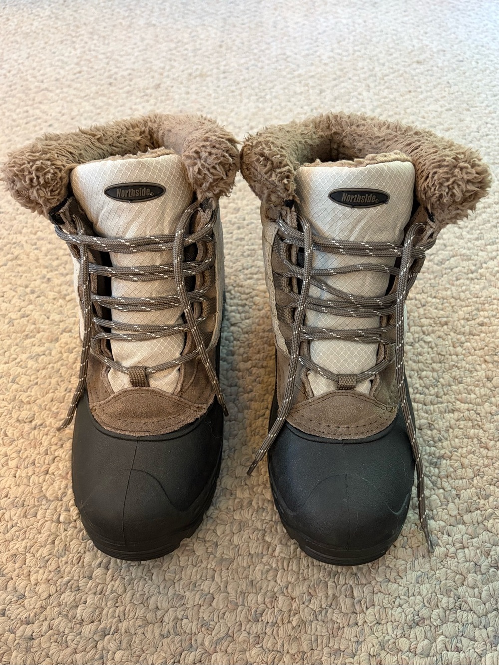 Northside Brown Suede & Faux-Fur Lining Winter Boots - Insulated Lace-Up. Size 8